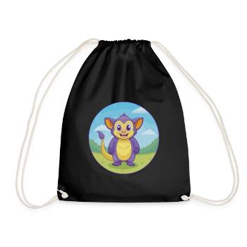Aye Aye Niedliche Kawaii Cartoon Clipart Tier Haustier - Turnbeutel - Schwarz - Vorne