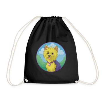 Yorkshire Terrier Chien Mignon Kawaii Dessin Animé Animal - Sac de sport léger - noir - Devant