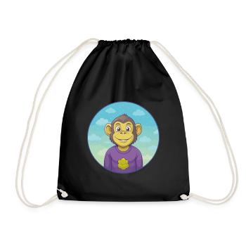 Monkey Cute Kawaii Cartoon Clipart Animal Pet - Drawstring Bag - black - Front