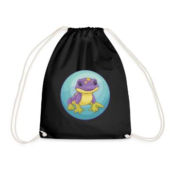 Salamandre mignon Kawaii dessin animé Clipart Animal de compagnie - Sac de sport léger - noir - Devant