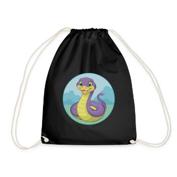 Cobra Cute Kawaii Cartoon Clipart Animal Pet - Drawstring Bag - black - Front