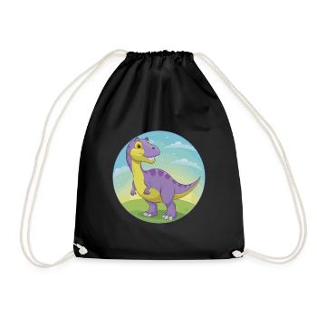 Dinosaurier Niedlich Kawaii Cartoon Clipart Tier Haustier - Turnbeutel - Schwarz - Vorne