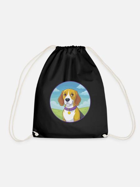Beagle chien mignon Kawaii dessin animé Clipart animal de compagnie - Sac de sport léger - noir