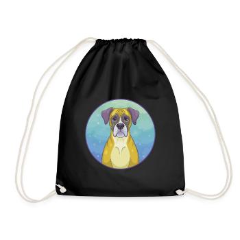 Boxer Hund Niedlich Kawaii Cartoon Clipart Tier Haustier - Turnbeutel - Schwarz - Vorne