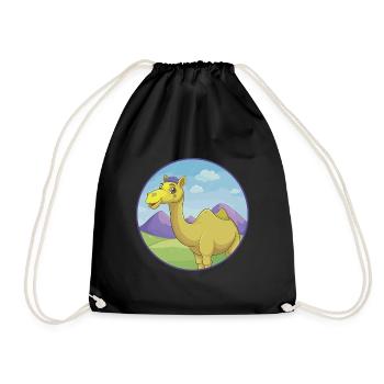 Camel Cute Kawaii Cartoon Clipart Animal Pet - Drawstring Bag - black - Front