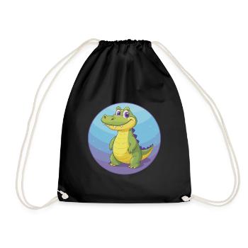 Crocodile Mignon Kawaii Dessin animé Clipart Animal de compagnie - Sac de sport léger - noir - Devant
