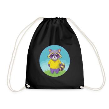 raton laveur mignon kawaii dessin animé clipart animal de compagnie - Sac de sport léger - noir - Devant