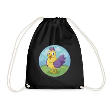 Huhn Niedliche Kawaii Cartoon Clipart Tier Haustier - Turnbeutel - Schwarz - Vorne