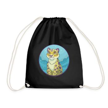 léopard des neiges mignon kawaii dessin animé clipart animal - Sac de sport léger - noir - Devant