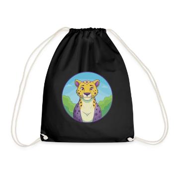 guépard mignon kawaii dessin animé clipart animal de compagnie - Sac de sport léger - noir - Devant