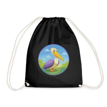 Pélican mignon Kawaii dessin animé Clipart Animal de compagnie - Sac de sport léger - noir - Devant