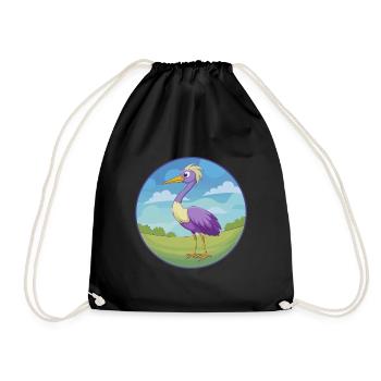 grue mignon Kawaii dessin animé Clipart Animal de compagnie - Sac de sport léger - noir - Devant