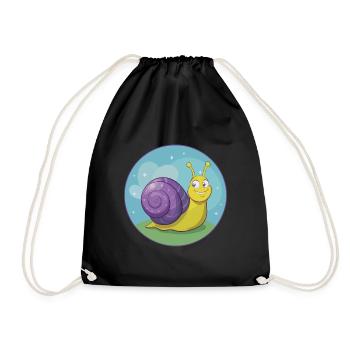 Snail Cute Kawaii Cartoon Clipart Animal Pet - Drawstring Bag - black - Front