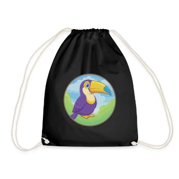 Toucan Cute Kawaii Cartoon Clipart Animal Pet - Drawstring Bag - black - Front