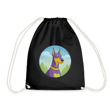 Dobermann chien mignon Kawaii dessin animé Clipart Animal - Sac de sport léger - noir - Devant