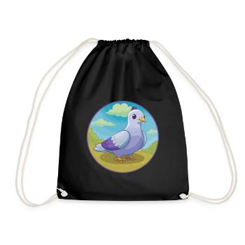 Taube Niedliche Kawaii Cartoon Clipart Tier Haustier - Turnbeutel - Schwarz - Vorne