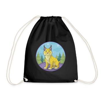 Luchs Niedliche Kawaii Cartoon Clipart Tier Haustier - Turnbeutel - Schwarz - Vorne