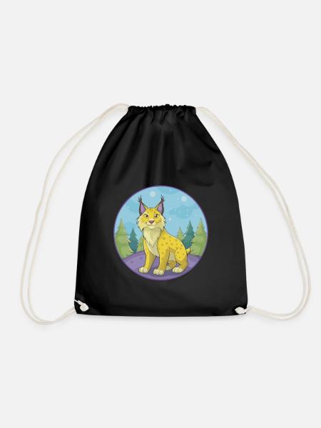 Luchs Niedliche Kawaii Cartoon Clipart Tier Haustier - Turnbeutel - Schwarz