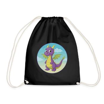 Dragon Cute Kawaii Cartoon Clipart Animal Pet - Drawstring Bag - black - Front