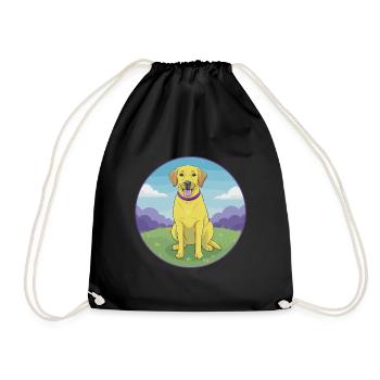 Labrador retriever chien mignon Kawaii dessin animé Animal - Sac de sport léger - noir - Devant