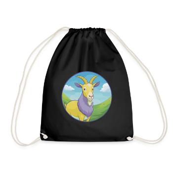 Ziege Niedlich Kawaii Cartoon Clipart Tier Haustier - Turnbeutel - Schwarz - Vorne