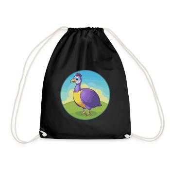 pintade mignon kawaii dessin animé clipart animal de compagnie - Sac de sport léger - noir - Devant