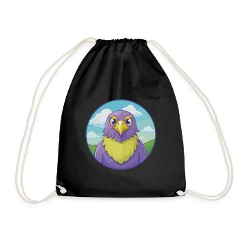 Hawk Cute Kawaii Cartoon Clipart Animal Pet - Drawstring Bag - black - Front