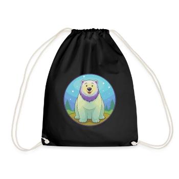 ours polaire mignon kawaii dessin animé clipart animal de compagnie - Sac de sport léger - noir - Devant