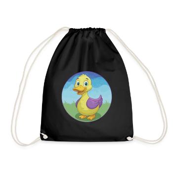 Ente Niedlich Kawaii Cartoon Clipart Tier Haustier - Turnbeutel - Schwarz - Vorne
