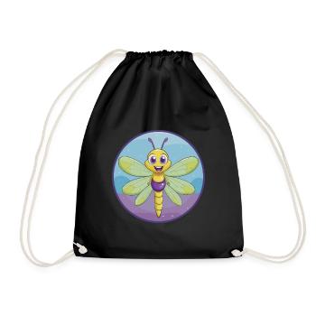 Libelle Niedliche Kawaii Cartoon Clipart Tier Haustier - Turnbeutel - Schwarz - Vorne