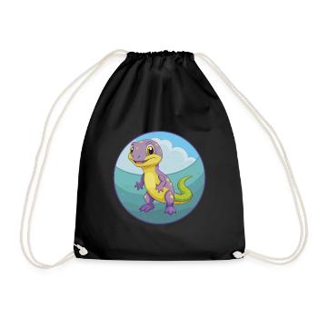 Eidechse Niedlich Kawaii Cartoon Clipart Tier Haustier - Turnbeutel - Schwarz - Vorne