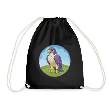 Falcon Cute Kawaii Cartoon Clipart Animal Pet - Drawstring Bag - black - Front
