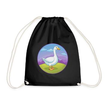 Goose Cute Kawaii Cartoon Clipart Animal Pet - Drawstring Bag - black - Front