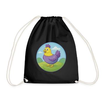 Poule mignon Kawaii dessin animé Clipart Animal de compagnie - Sac de sport léger - noir - Devant