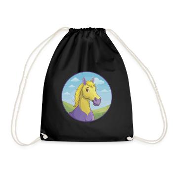 cheval mignon kawaii dessin animé clipart animal de compagnie - Sac de sport léger - noir - Devant