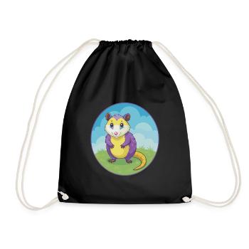 Opossum mignon Kawaii dessin animé Clipart Animal de compagnie - Sac de sport léger - noir - Devant