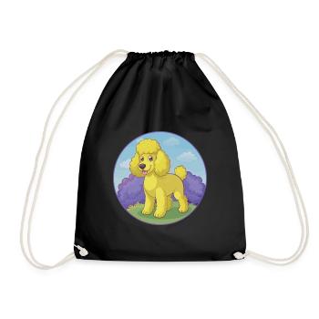 Pudel Hund Niedlich Kawaii Cartoon Clipart Tier Haustier - Turnbeutel - Schwarz - Vorne