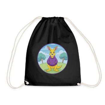 Kangaroo Cute Kawaii Cartoon Clipart Animal Pet - Drawstring Bag - black - Front