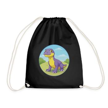 Komodo Dragon Cute Kawaii Cartoon Clipart Animal - Drawstring Bag - black - Front