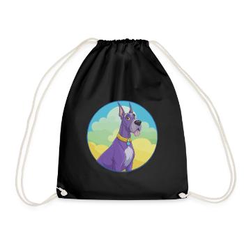 Dogue Allemand Chien Mignon Kawaii Dessin Animé Clipart Animal - Sac de sport léger - noir - Devant