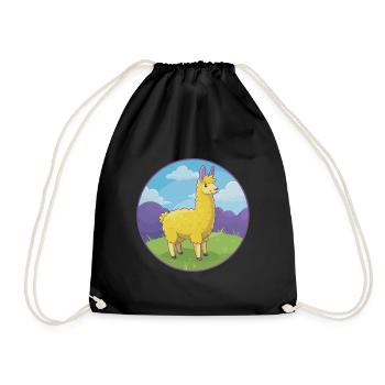 Lama mignon Kawaii dessin animé Clipart Animal de compagnie - Sac de sport léger - noir - Devant