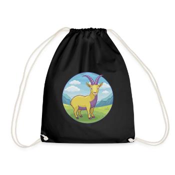 Ibex Cute Kawaii Cartoon Clipart Animal Pet - Drawstring Bag - black - Front