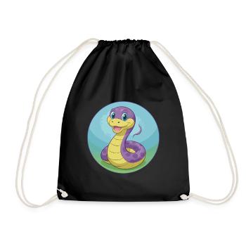 Snake Cute Kawaii Cartoon Clipart Animal Pet - Drawstring Bag - black - Front
