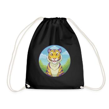 tigre mignon kawaii dessin animé clipart animal de compagnie - Sac de sport léger - noir - Devant