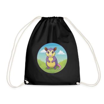 opossum mignon kawaii dessin animé clipart animal de compagnie - Sac de sport léger - noir - Devant