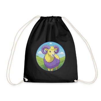 Ram Niedliche Kawaii Cartoon Clipart Tier Haustier - Turnbeutel - Schwarz - Vorne