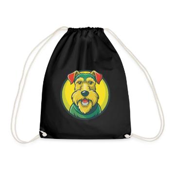 Airedale Terrier Chien Mignon Kawaii Dessin animé Animal - Sac de sport léger - noir - Devant