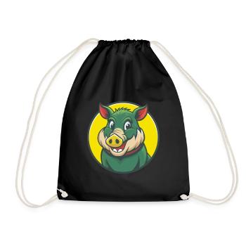 Sanglier Mignon Kawaii Dessin animé Clipart Animal de compagnie - Sac de sport léger - noir - Devant