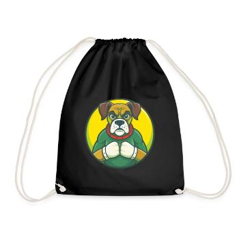 Boxer Hund Niedlich Kawaii Cartoon Clipart Haustier Tier - Turnbeutel - Schwarz - Vorne
