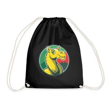 Camel Cute Kawaii Cartoon Clipart Pet Animal - Drawstring Bag - black - Front